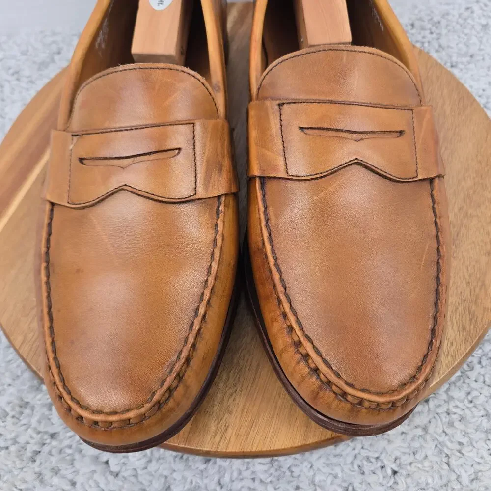 Allen Edmonds Mens 14D Cavanaugh Walnut Brown Leather Casual Pinch Penny Loafer